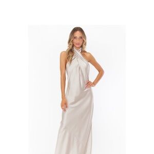 Show Me Your MuMu Silver Halter Maxi Dress